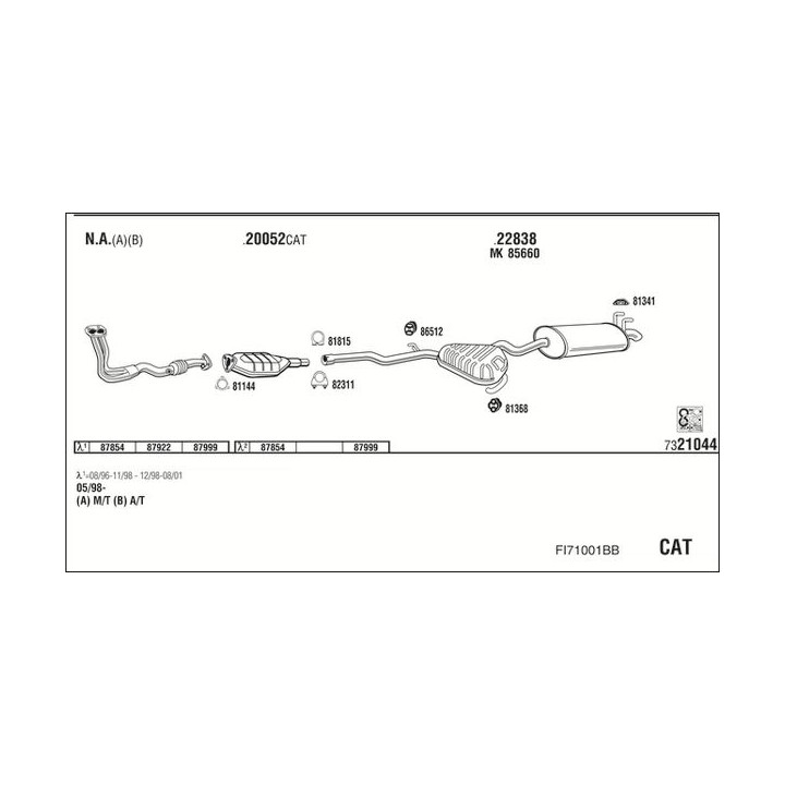 Išmetimo sistema WALKER FI71001BB