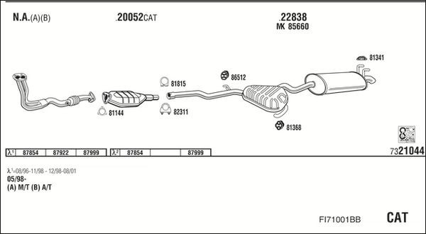 Išmetimo sistema WALKER FI71001BB