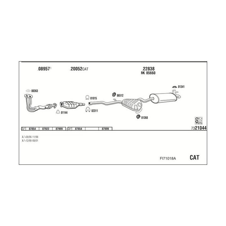 Išmetimo sistema WALKER FI71018A