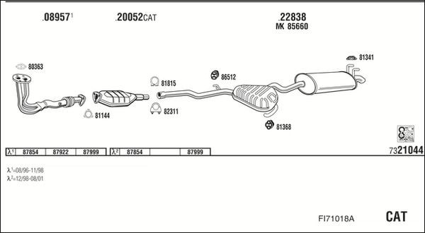 Išmetimo sistema WALKER FI71018A