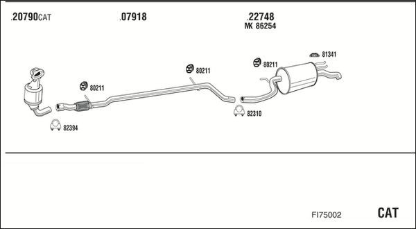 Išmetimo sistema WALKER FI75002
