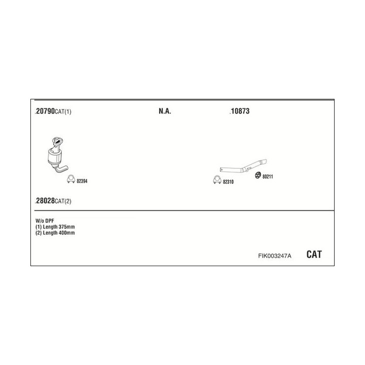 Išmetimo sistema WALKER FIK003247A