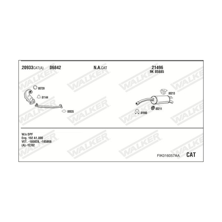 Išmetimo sistema WALKER FIK016057AA