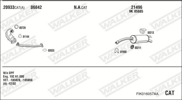 Išmetimo sistema WALKER FIK016057AA