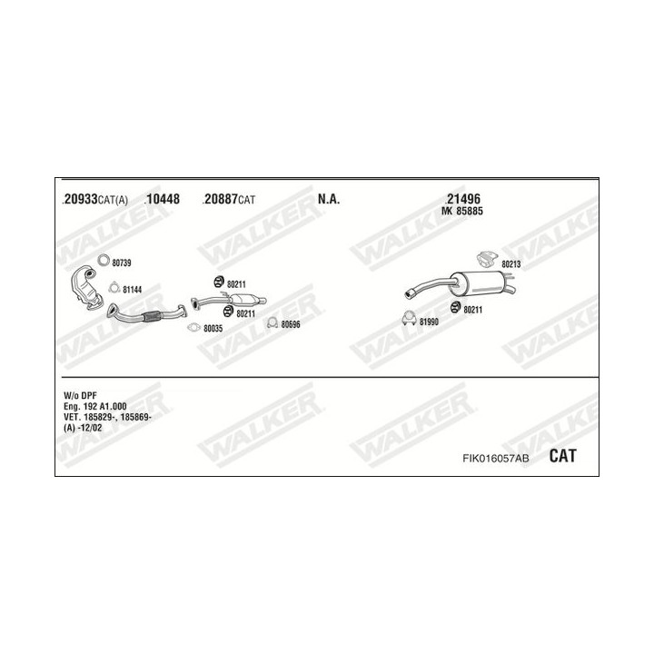 Išmetimo sistema WALKER FIK016057AB