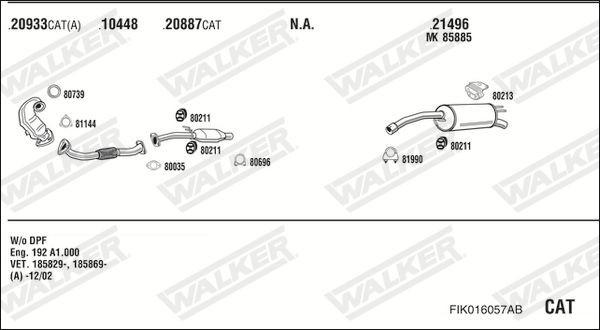 Išmetimo sistema WALKER FIK016057AB