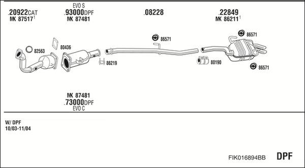 Išmetimo sistema WALKER FIK016894BB