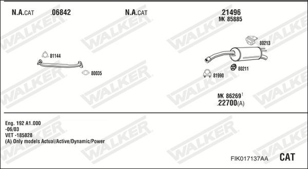 Išmetimo sistema WALKER FIK017137AA