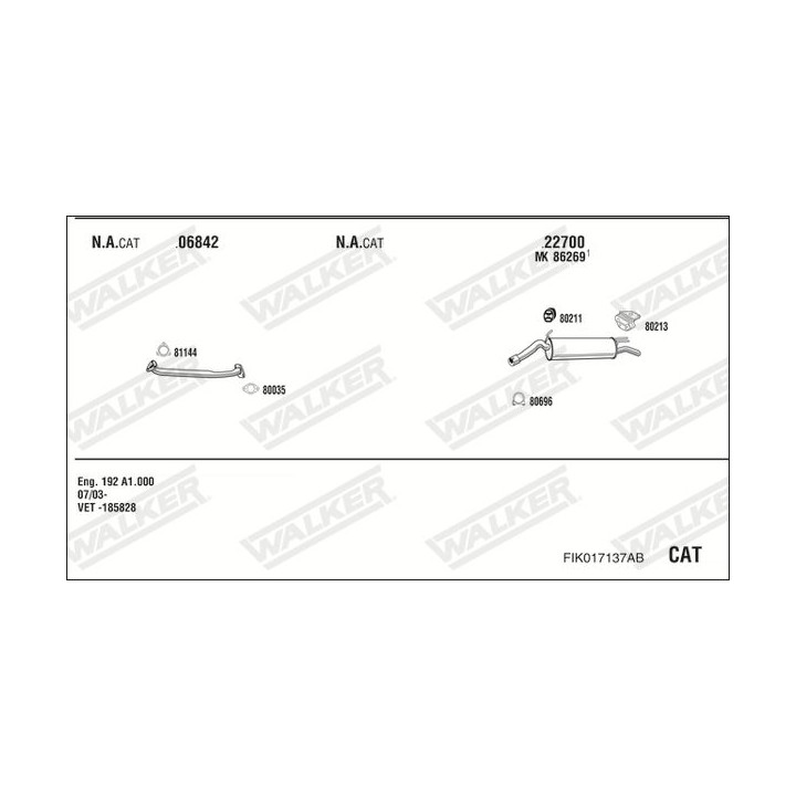 Išmetimo sistema WALKER FIK017137AB