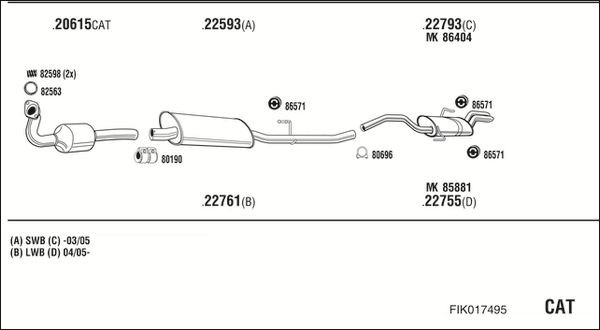 Išmetimo sistema WALKER FIK017495