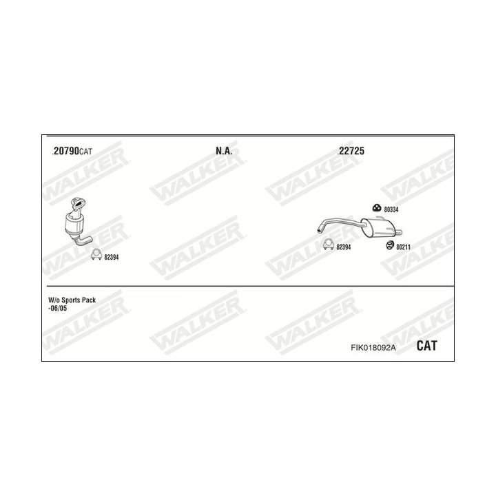 Išmetimo sistema WALKER FIK018092A