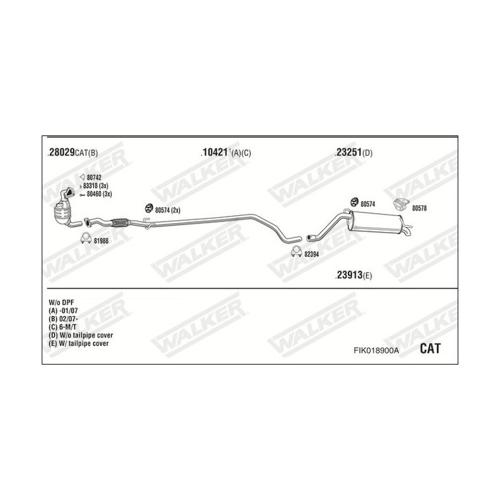 Išmetimo sistema WALKER FIK018900A