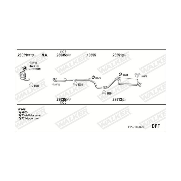 Išmetimo sistema WALKER FIK018900B