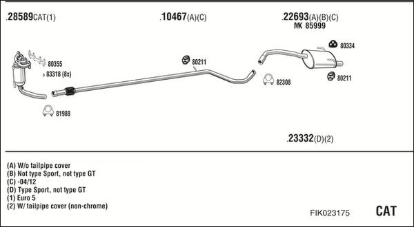 Išmetimo sistema WALKER FIK023175