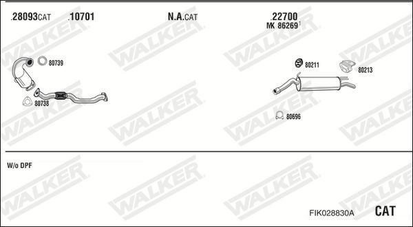 Išmetimo sistema WALKER FIK028830A
