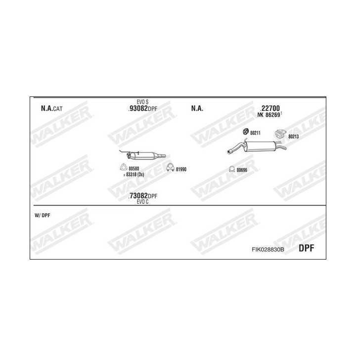 Išmetimo sistema WALKER FIK028830B