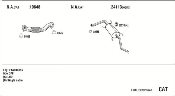 Išmetimo sistema WALKER FIK030326AA