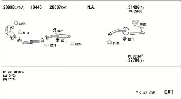 Išmetimo sistema WALKER FIK133160B