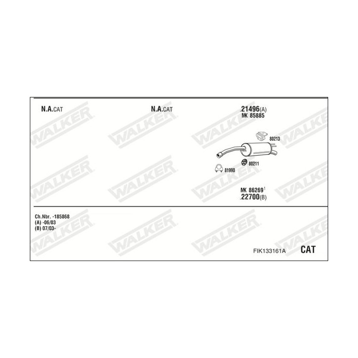 Išmetimo sistema WALKER FIK133161A