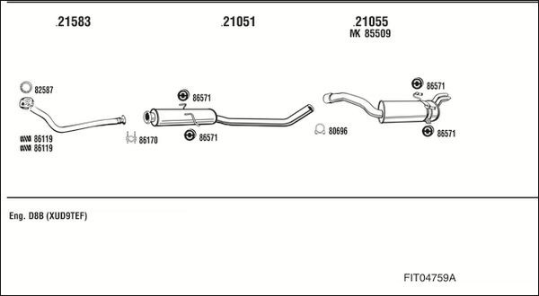 Išmetimo sistema WALKER FIT04759A