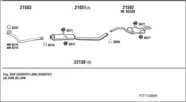 Išmetimo sistema WALKER FIT11088A