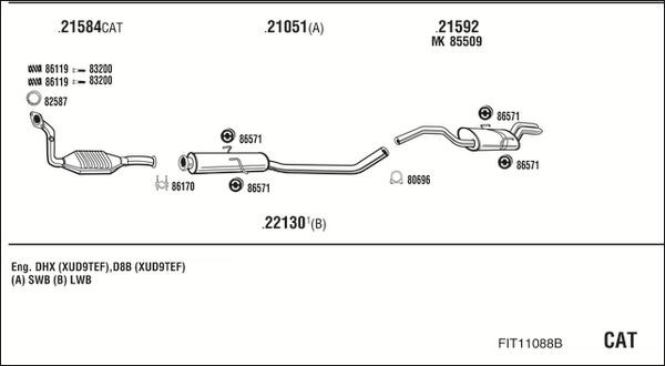 Išmetimo sistema WALKER FIT11088B