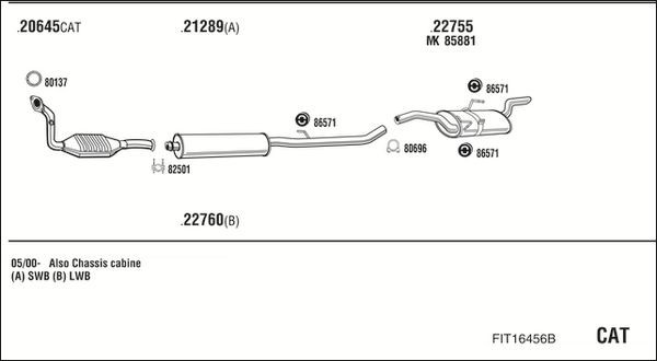 Išmetimo sistema WALKER FIT16456B