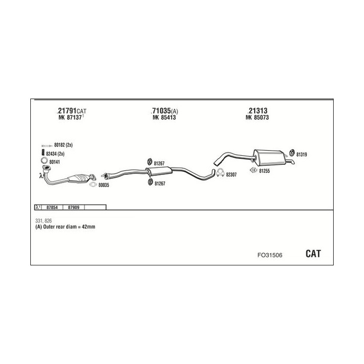 Išmetimo sistema WALKER FO31506