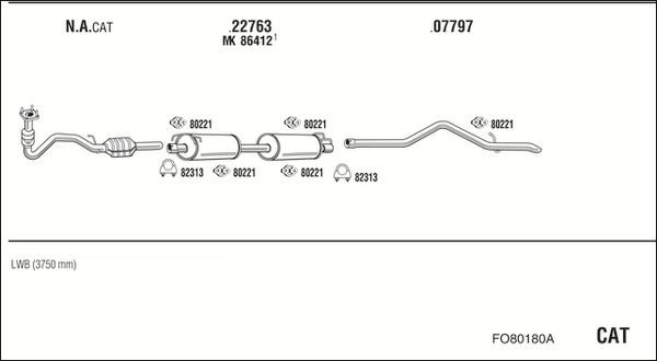 Išmetimo sistema WALKER FO80180A