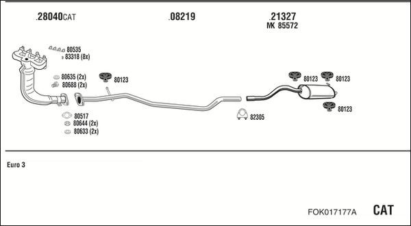 Išmetimo sistema WALKER FOK017177A
