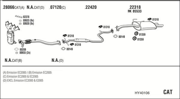 Išmetimo sistema WALKER HY40106