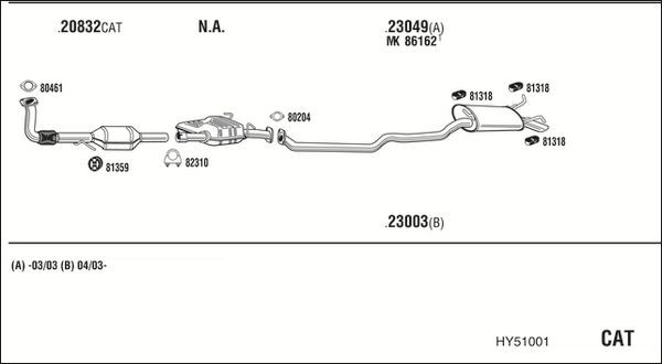 Išmetimo sistema WALKER HY51001