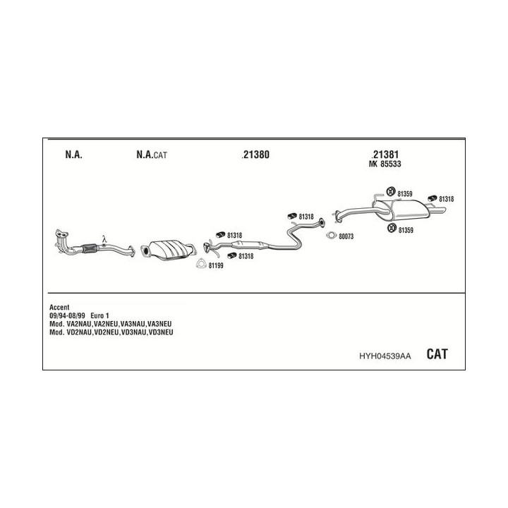 Išmetimo sistema WALKER HYH04539AA