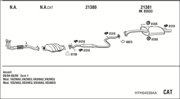 Išmetimo sistema WALKER HYH04539AA