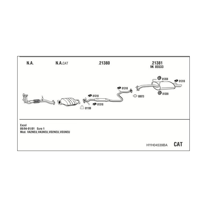 Išmetimo sistema WALKER HYH04539BA