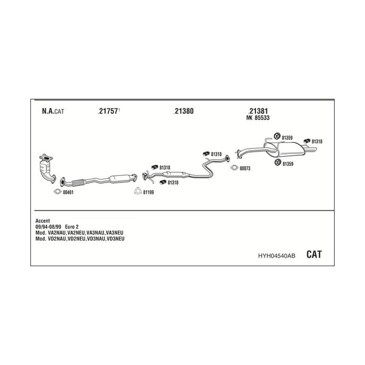 Išmetimo sistema WALKER HYH04540AB