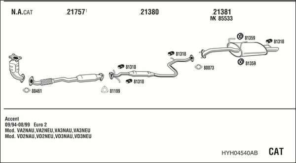 Išmetimo sistema WALKER HYH04540AB