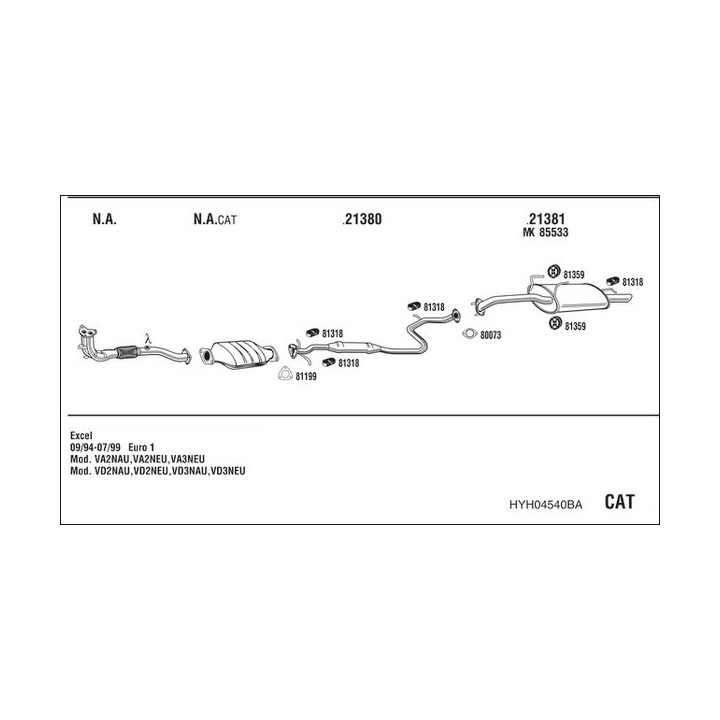 Išmetimo sistema WALKER HYH04540BA
