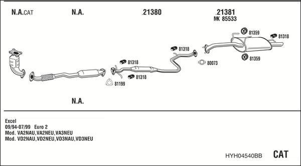 Išmetimo sistema WALKER HYH04540BB