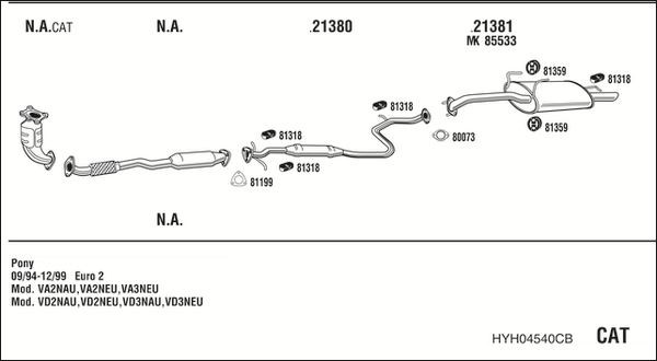 Išmetimo sistema WALKER HYH04540CB