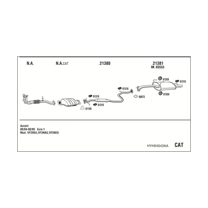 Išmetimo sistema WALKER HYH04543AA