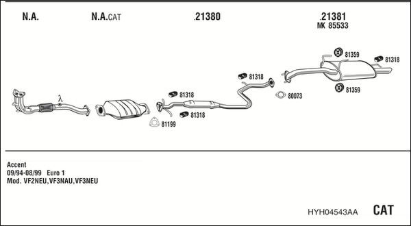 Išmetimo sistema WALKER HYH04543AA