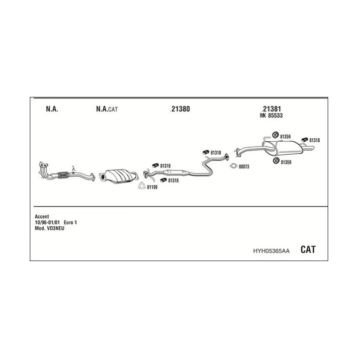 Išmetimo sistema WALKER HYH05365AA