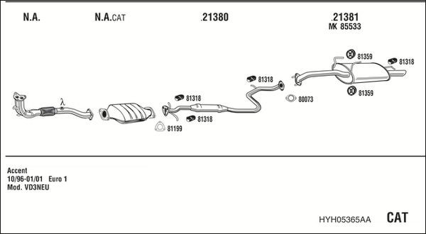 Išmetimo sistema WALKER HYH05365AA