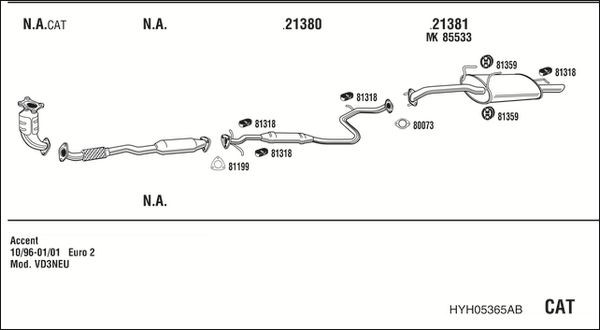Išmetimo sistema WALKER HYH05365AB