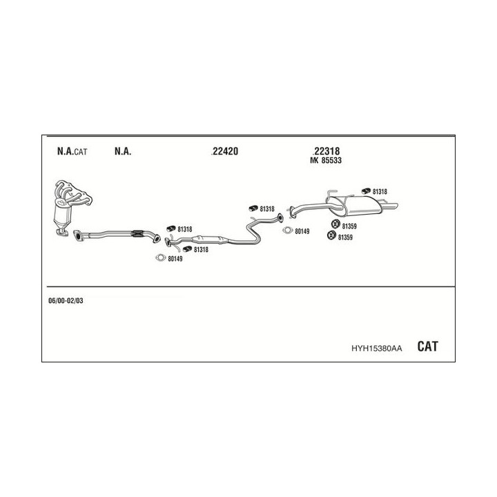 Išmetimo sistema WALKER HYH15380AA