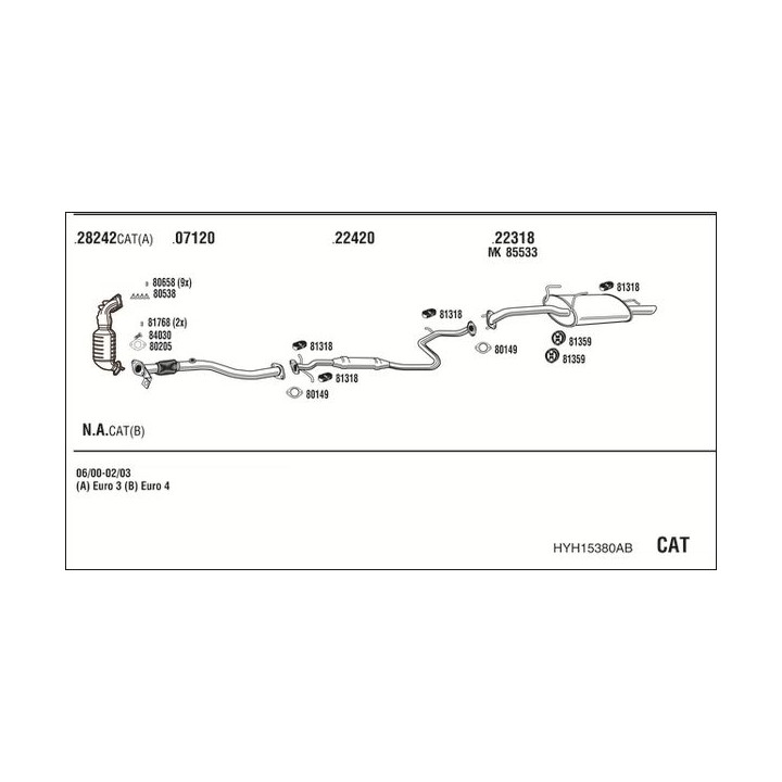 Išmetimo sistema WALKER HYH15380AB