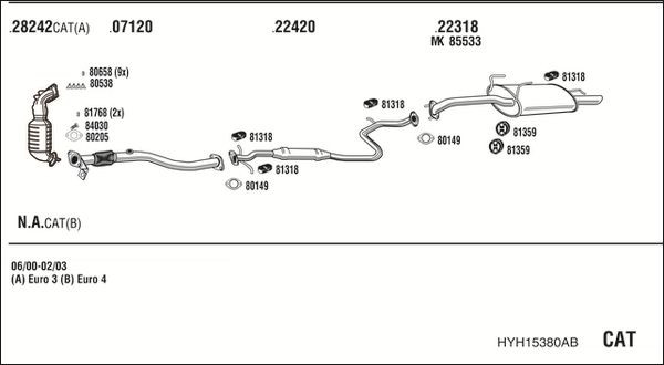 Išmetimo sistema WALKER HYH15380AB