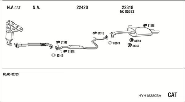 Išmetimo sistema WALKER HYH15380BA