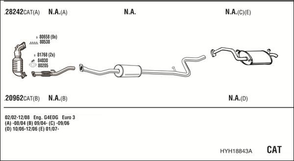 Išmetimo sistema WALKER HYH18843A